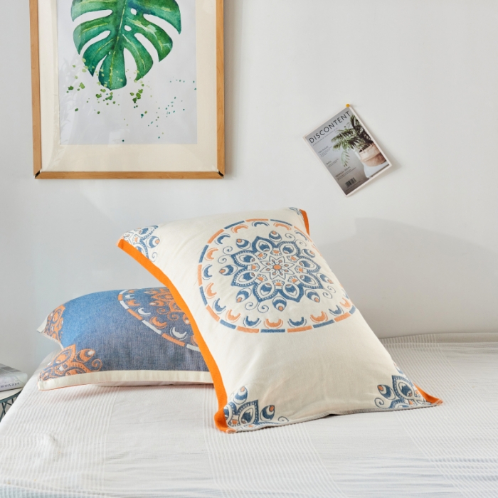 91家纺网 家纺一手货源 找家纺 朴尔 2020年波西米亚风全棉四层纱布枕巾 波西米亚