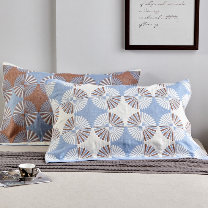 91家纺网 家纺一手货源 找家纺 朴尔 2020年波西米亚风全棉四层纱布枕巾 布尔乔亚兰