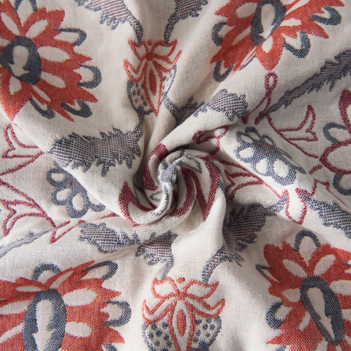 91家纺网 家纺一手货源 找家纺 朴尔 2020年波西米亚风全棉四层纱布枕巾 连理枝橘