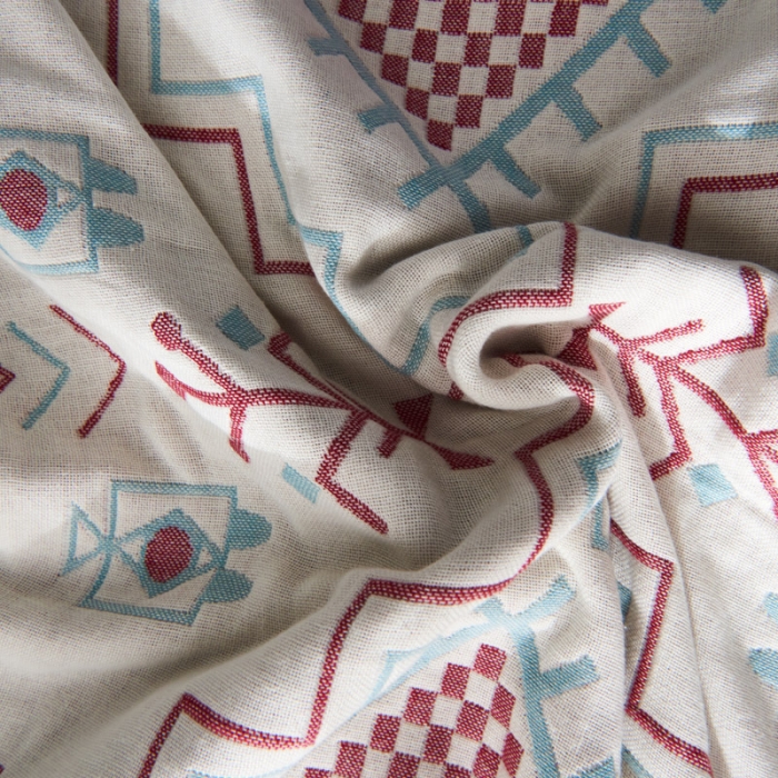 91家纺网 家纺一手货源 找家纺 朴尔 2020年波西米亚风全棉四层纱布枕巾 迷宫蓝