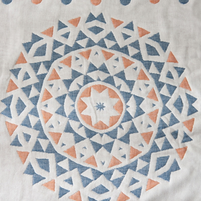 91家纺网 家纺一手货源 找家纺 朴尔 2020年波西米亚风全棉四层纱布枕巾 特洛伊蓝