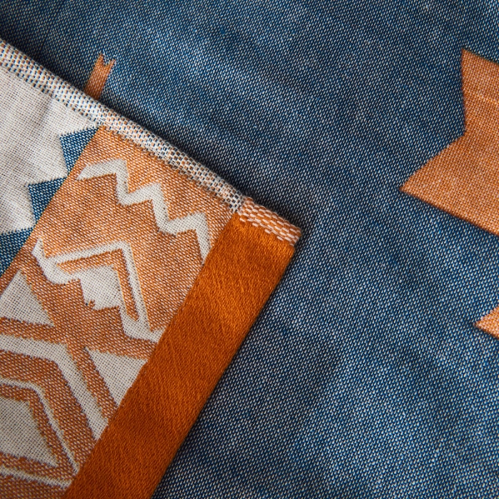 91家纺网 家纺一手货源 找家纺 朴尔 2020年波西米亚风全棉四层纱布枕巾 拓卡斯蓝