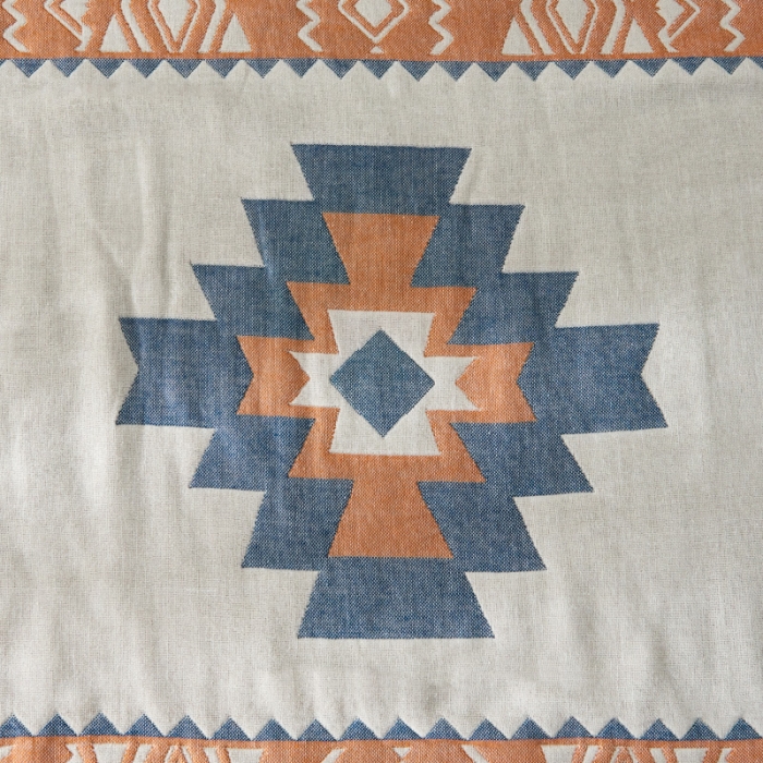 91家纺网 家纺一手货源 找家纺 朴尔 2020年波西米亚风全棉四层纱布枕巾 拓卡斯蓝