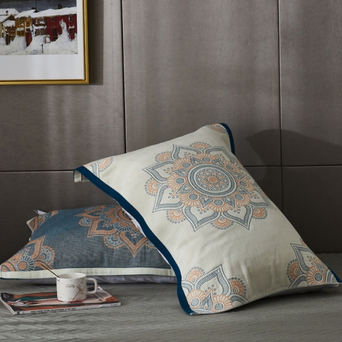 91家纺网 家纺一手货源 找家纺 朴尔 2020年波西米亚风全棉四层纱布枕巾 万花筒