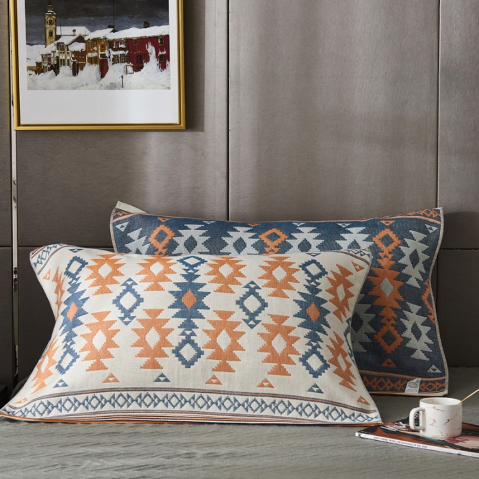 91家纺网 家纺一手货源 找家纺 朴尔 2020年波西米亚风全棉四层纱布枕巾 异域风情