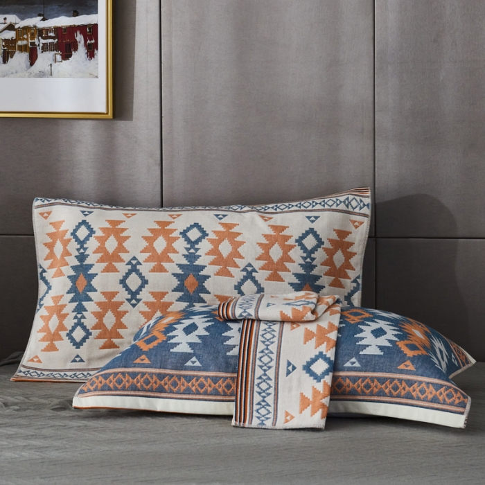 91家纺网 家纺一手货源 找家纺 朴尔 2020年波西米亚风全棉四层纱布枕巾 异域风情