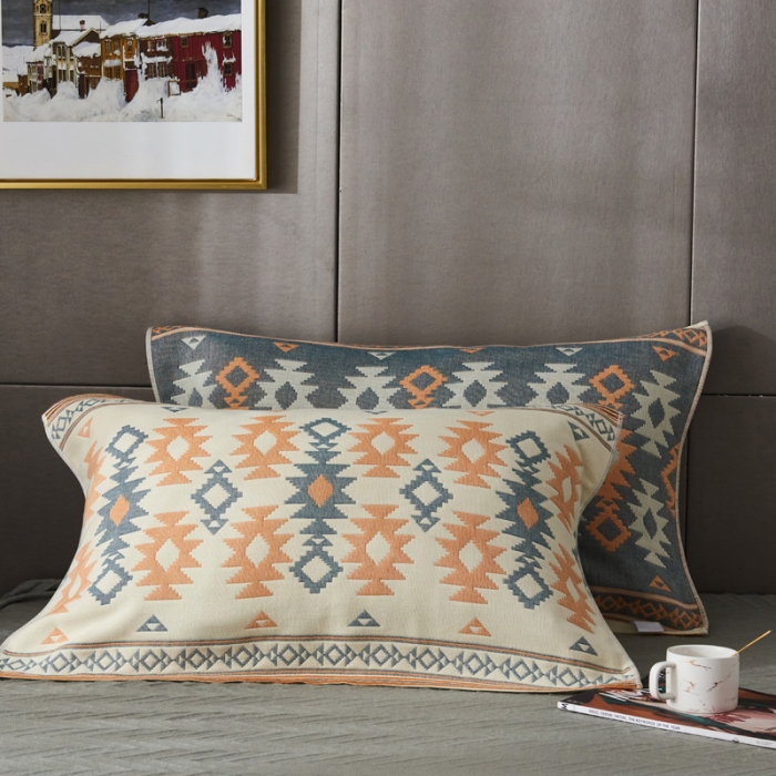 91家纺网 家纺一手货源 找家纺 朴尔 2020年波西米亚风全棉四层纱布枕巾 异域风情