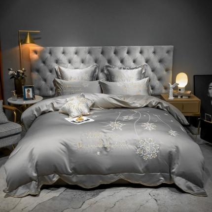 91家纺网 家纺一手货源 找家纺 （总）博纳 60s水洗真丝13372全棉刺绣四件套依恋棚拍图