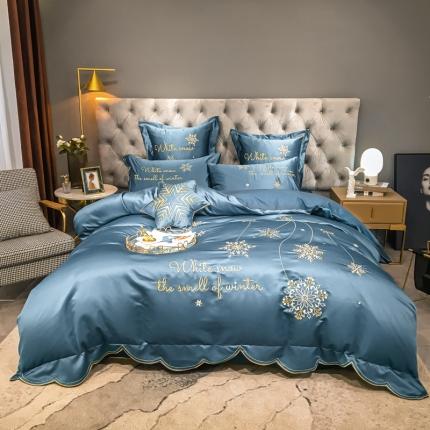 91家纺网 家纺一手货源 找家纺 （总）博纳 60s水洗真丝13372全棉刺绣四件套依恋棚拍图