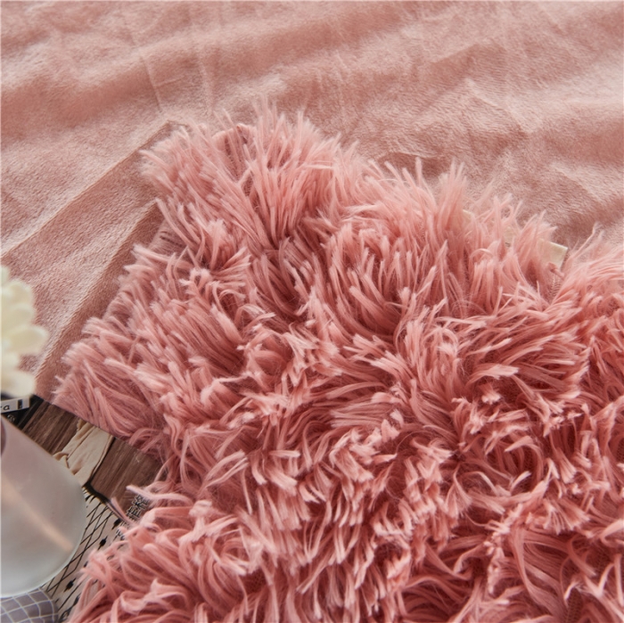 91家纺网 家纺一手货源 找家纺 品尚嘉 2025水貂绒毛毯长毛绒法莱绒双层跨境外贸毯子皮粉