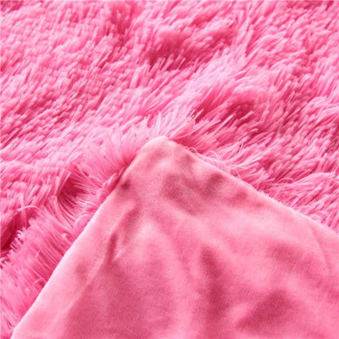 91家纺网 家纺一手货源 找家纺 品尚嘉 2025水貂绒毛毯长毛绒法莱绒双层跨境外贸毯子 粉色