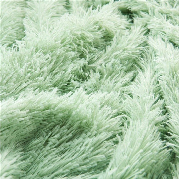 91家纺网 家纺一手货源 找家纺 品尚嘉 2025水貂绒毛毯长毛绒法莱绒双层跨境外贸毯子果绿色