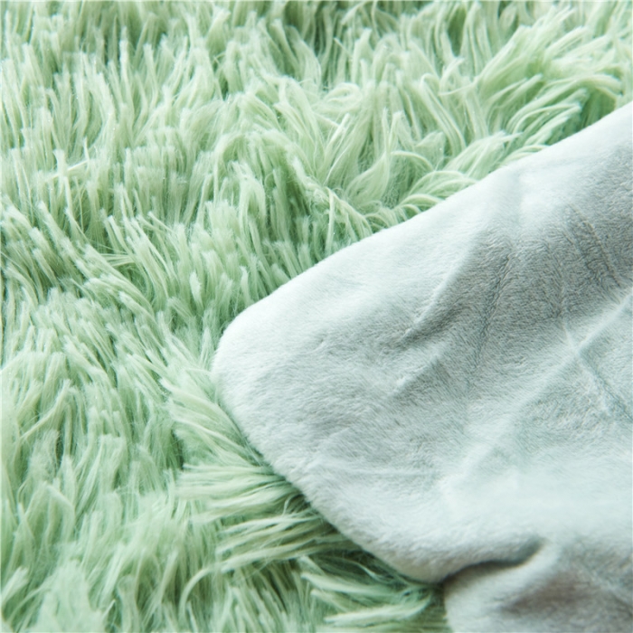 91家纺网 家纺一手货源 找家纺 品尚嘉 2025水貂绒毛毯长毛绒法莱绒双层跨境外贸毯子果绿色