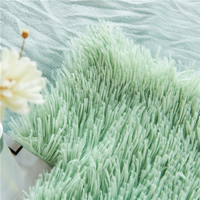91家纺网 家纺一手货源 找家纺 品尚嘉 2025水貂绒毛毯长毛绒法莱绒双层跨境外贸毯子果绿色