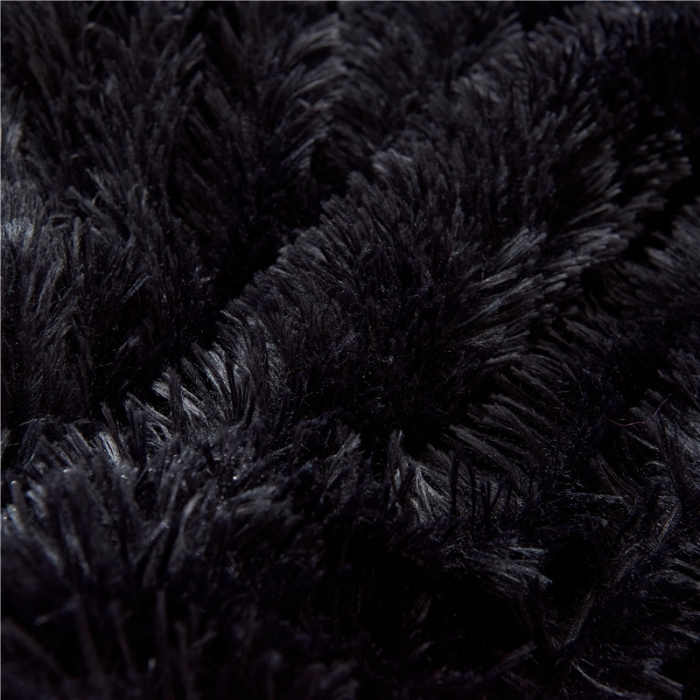 91家纺网 家纺一手货源 找家纺 品尚嘉 2025水貂绒毛毯长毛绒法莱绒双层跨境外贸毯子 黑色