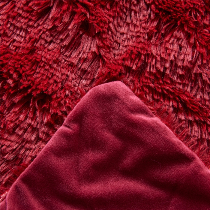 91家纺网 家纺一手货源 找家纺 品尚嘉 2025水貂绒毛毯长毛绒法莱绒双层跨境外贸毯子 酒红