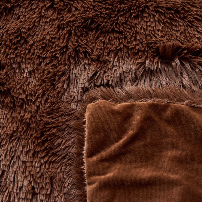 91家纺网 家纺一手货源 找家纺 品尚嘉2025水貂绒毛毯长毛绒法莱绒双层跨境外贸毯子 咖啡