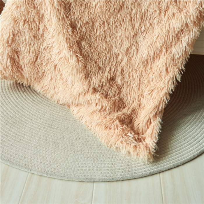 91家纺网 家纺一手货源 找家纺 品尚嘉 2025水貂绒毛毯长毛绒法莱绒双层跨境外贸毯子奶茶米