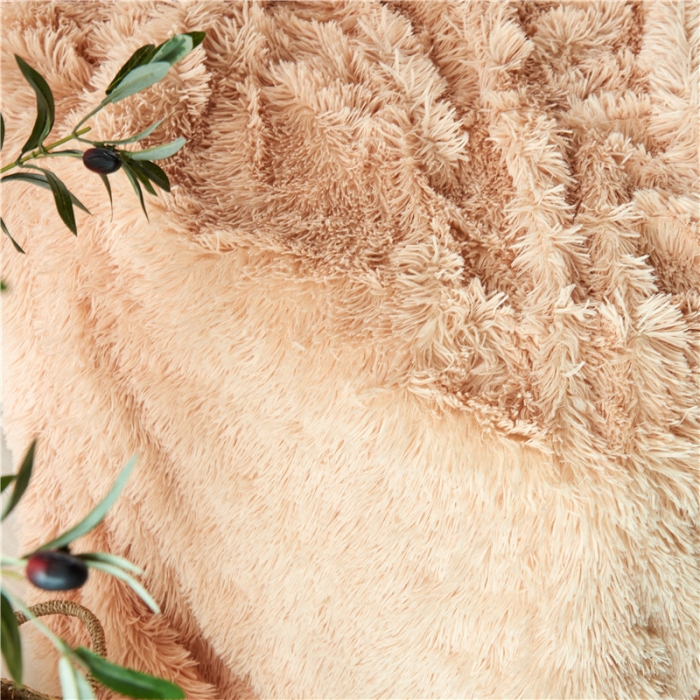 91家纺网 家纺一手货源 找家纺 品尚嘉 2025水貂绒毛毯长毛绒法莱绒双层跨境外贸毯子奶茶米