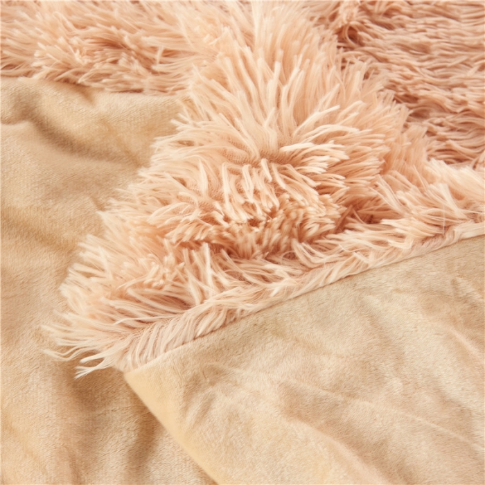 91家纺网 家纺一手货源 找家纺 品尚嘉 2025水貂绒毛毯长毛绒法莱绒双层跨境外贸毯子奶茶米