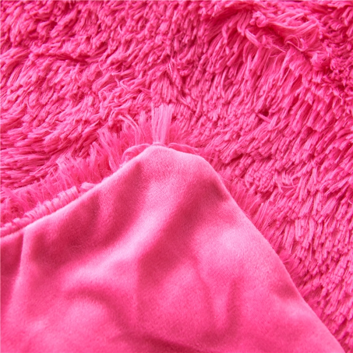 91家纺网 家纺一手货源 找家纺 品尚嘉 2025水貂绒毛毯长毛绒法莱绒双层跨境外贸毯子 玫红