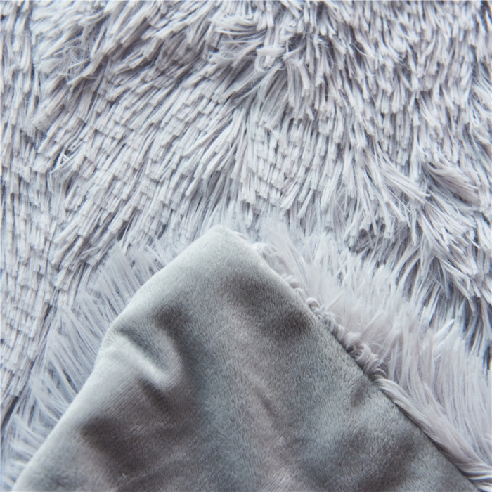 91家纺网 家纺一手货源 找家纺 品尚嘉 2025水貂绒毛毯长毛绒法莱绒双层跨境外贸毯子 浅灰