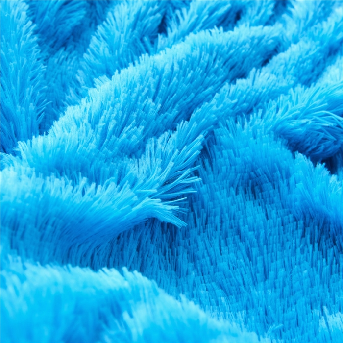 91家纺网 家纺一手货源 找家纺 品尚嘉 2025水貂绒毛毯长毛绒法莱绒双层跨境外贸毯子 蓝色