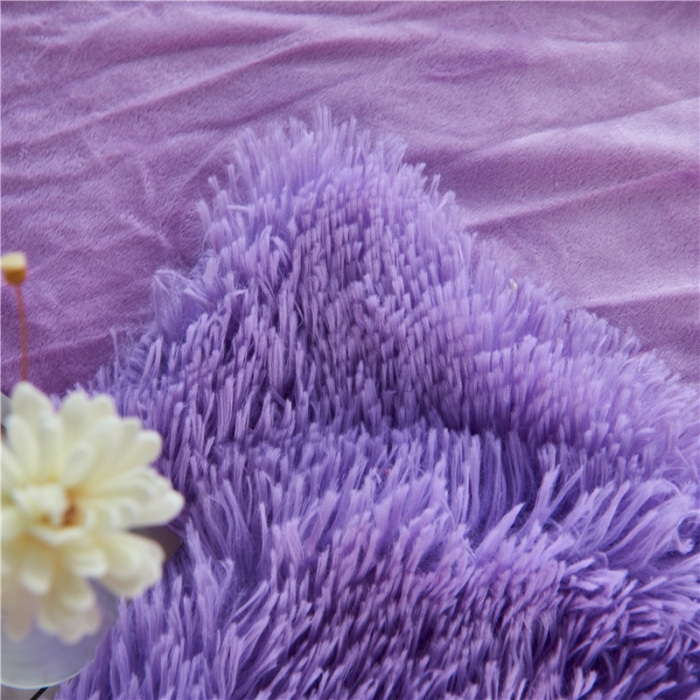 91家纺网 家纺一手货源 找家纺 品尚嘉 2025水貂绒毛毯长毛绒法莱绒双层跨境外贸毯子 紫色