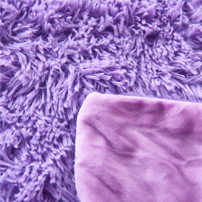 91家纺网 家纺一手货源 找家纺 品尚嘉 2025水貂绒毛毯长毛绒法莱绒双层跨境外贸毯子 紫色