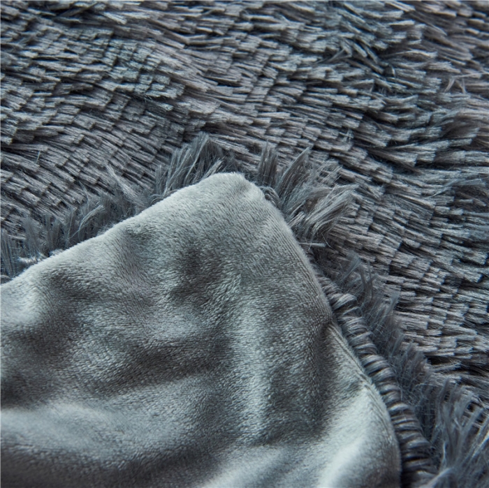 91家纺网 家纺一手货源 找家纺 品尚嘉 2025水貂绒毛毯长毛绒法莱绒双层跨境外贸毯子 深灰