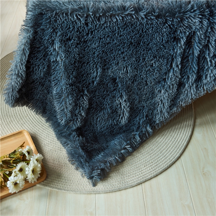 91家纺网 家纺一手货源 找家纺 品尚嘉 2025水貂绒毛毯长毛绒法莱绒双层跨境外贸毯子 深灰