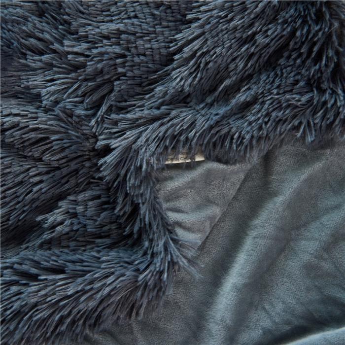 91家纺网 家纺一手货源 找家纺 品尚嘉 2025水貂绒毛毯长毛绒法莱绒双层跨境外贸毯子 深灰