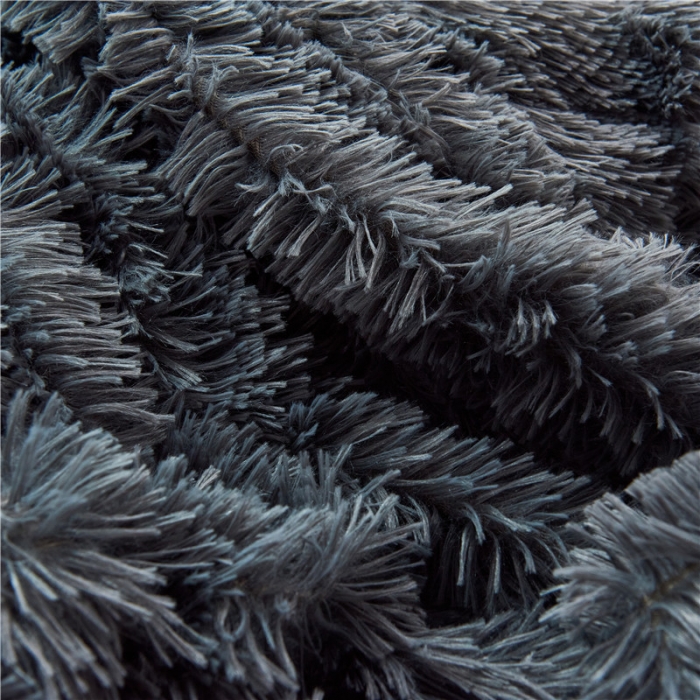 91家纺网 家纺一手货源 找家纺 品尚嘉 2025水貂绒毛毯长毛绒法莱绒双层跨境外贸毯子 深灰