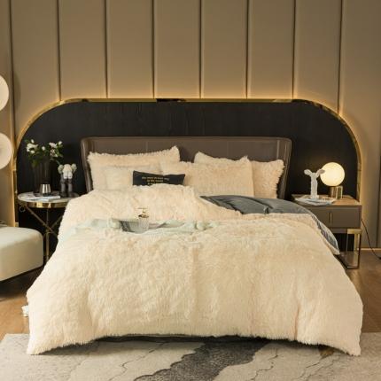 91家纺网 家纺一手货源 找家纺 意尚风情 2020新款水貂绒四件套 浅黄玉