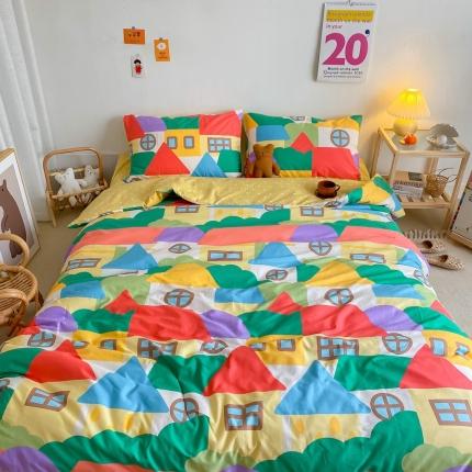 星期八 2020新款全棉13070开学四件套 彩绘小屋