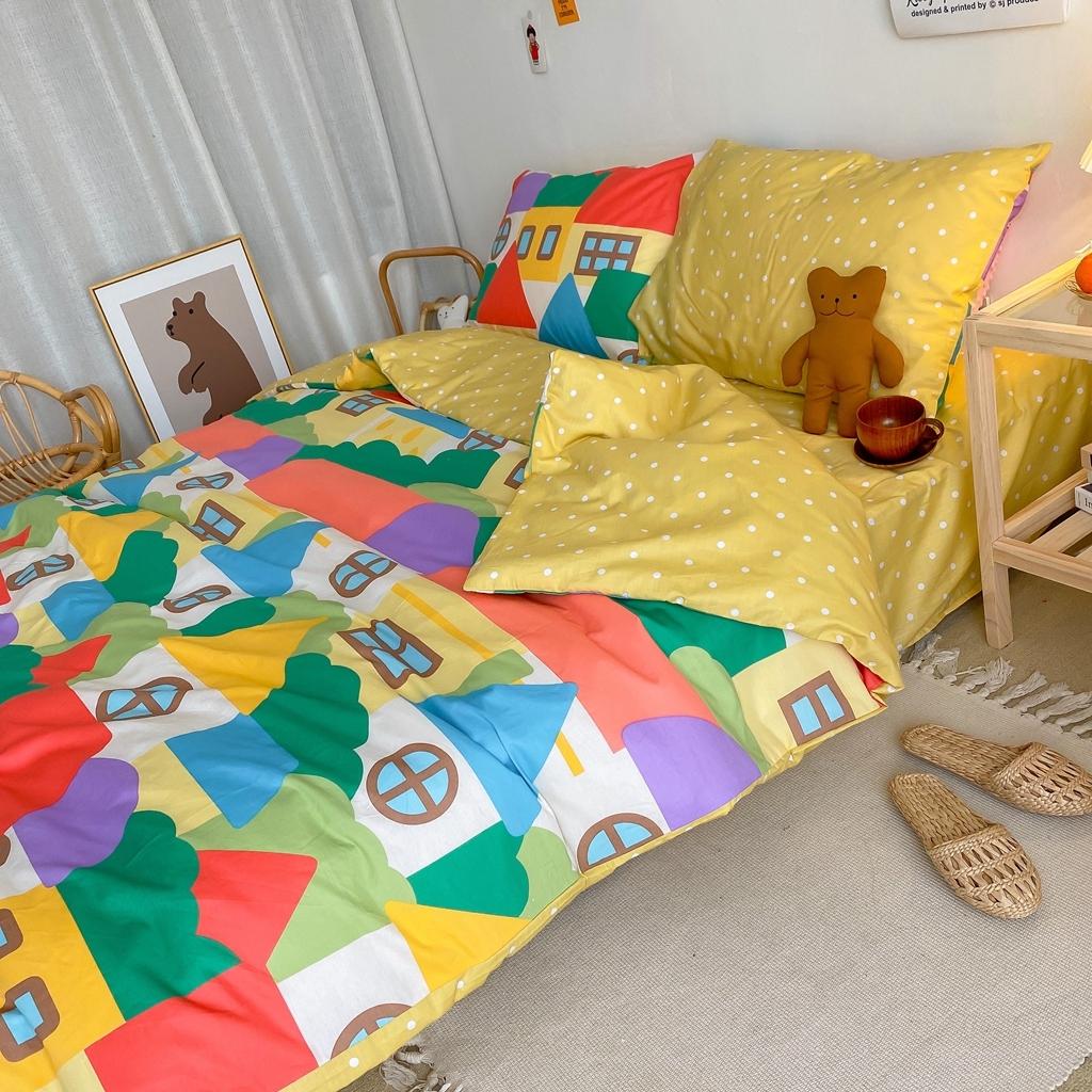 91家纺网 家纺一手货源 找家纺 星期八 2020新款全棉13070开学四件套 彩绘小屋