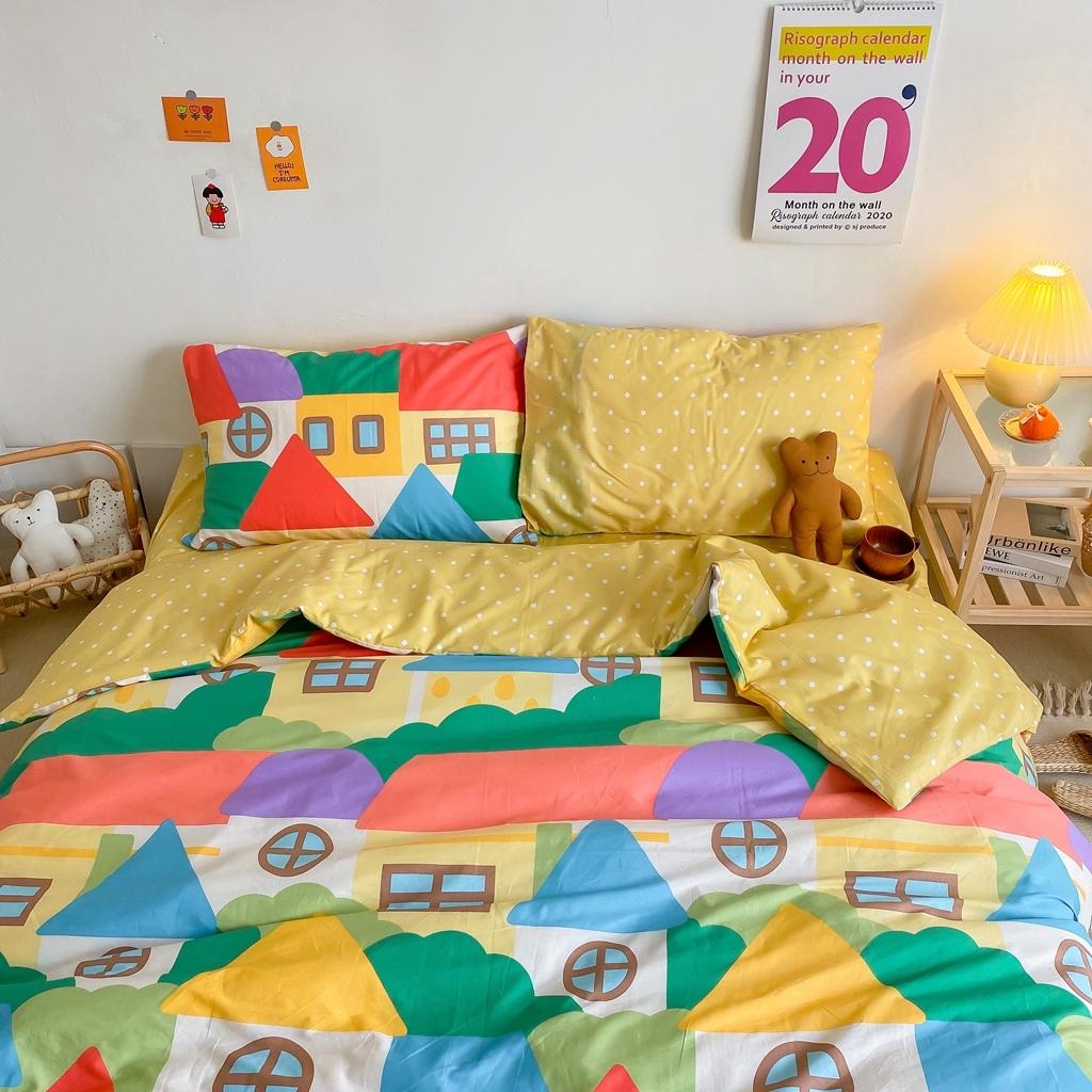 91家纺网 家纺一手货源 找家纺 星期八 2020新款全棉13070开学四件套 彩绘小屋