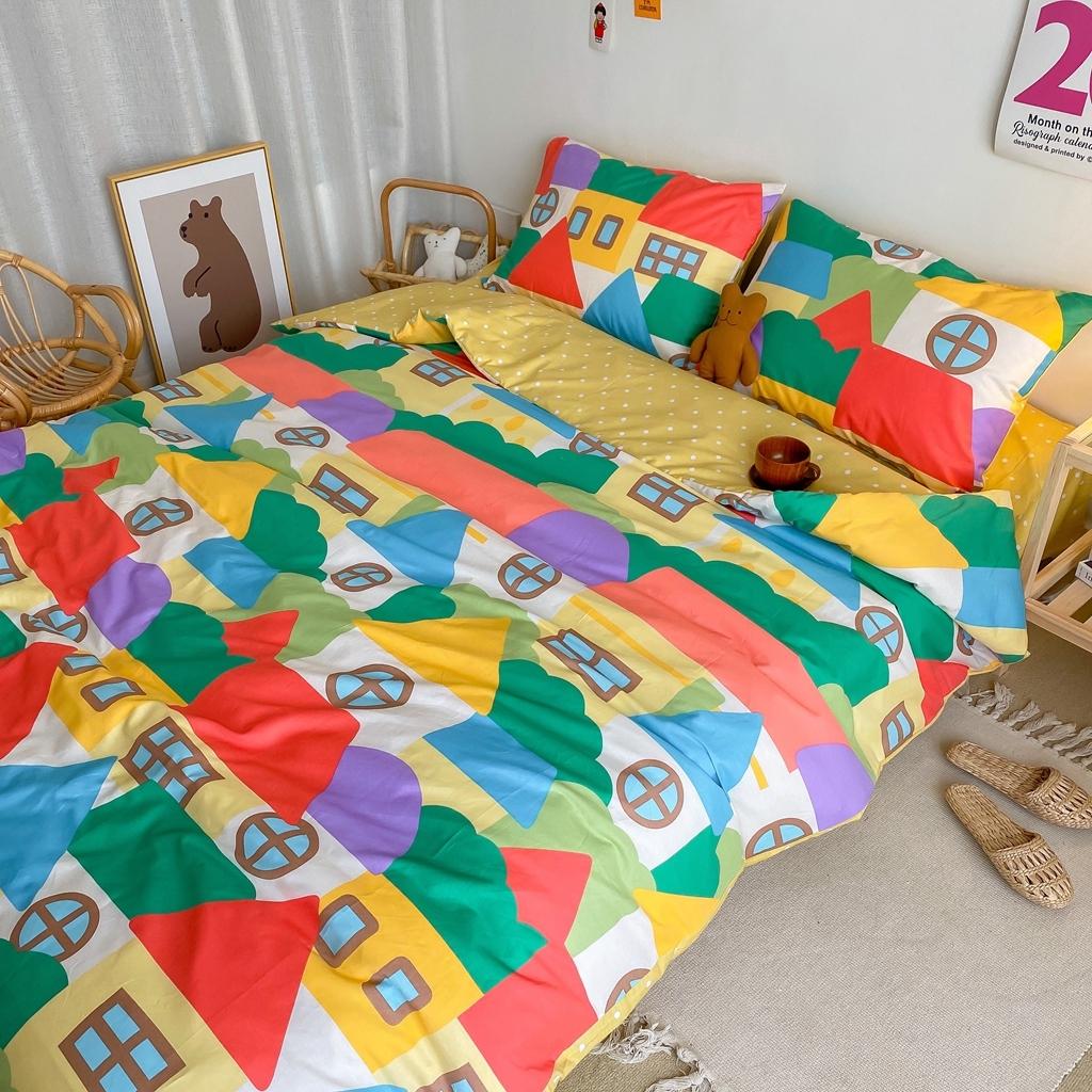 91家纺网 家纺一手货源 找家纺 星期八 2020新款全棉13070开学四件套 彩绘小屋