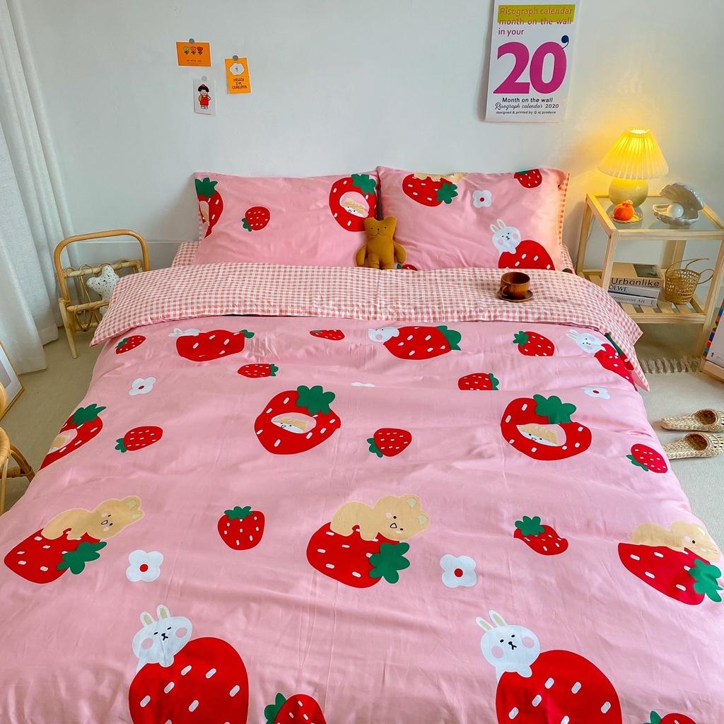 91家纺网 家纺一手货源 找家纺 星期八 2020新款全棉13070开学四件套 草莓熊