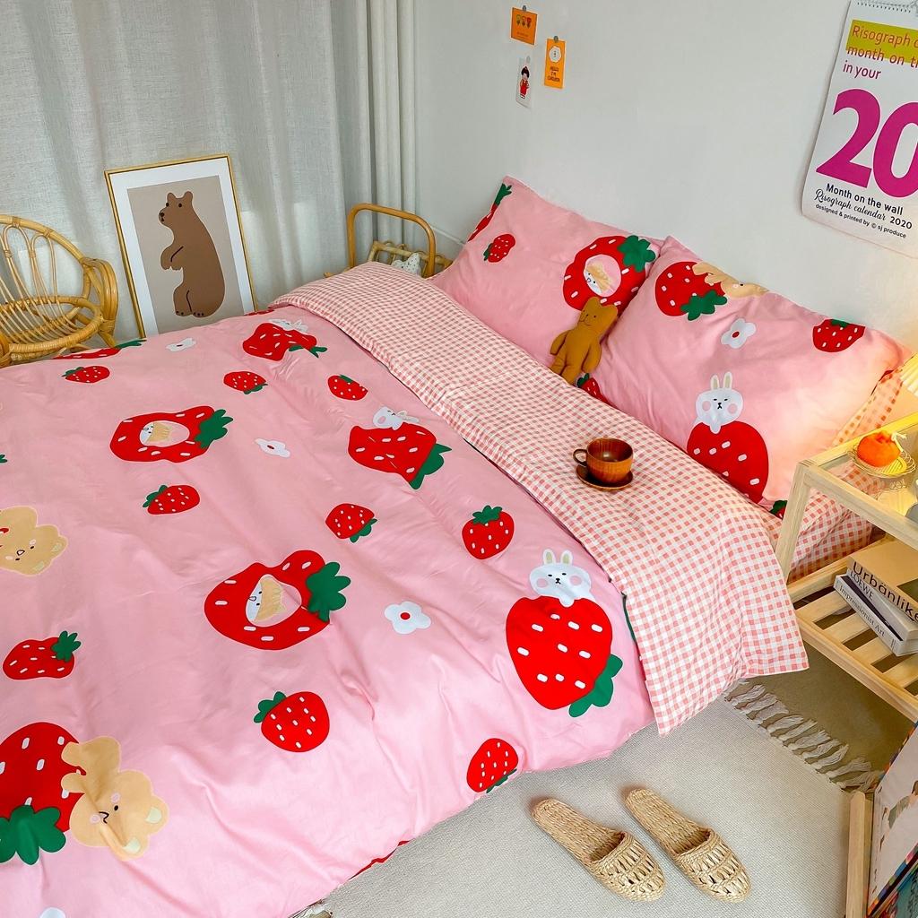 91家纺网 家纺一手货源 找家纺 星期八 2020新款全棉13070开学四件套 草莓熊