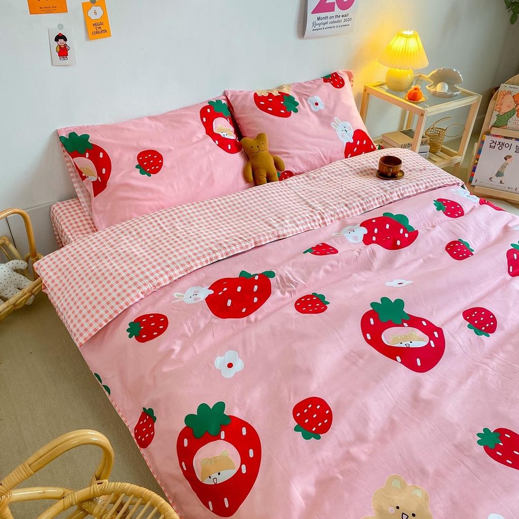 91家纺网 家纺一手货源 找家纺 星期八 2020新款全棉13070开学四件套 草莓熊