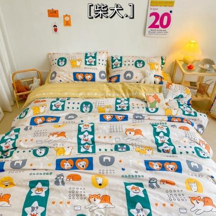 91家纺网 家纺一手货源 找家纺 星期八 2020新款全棉13070开学四件套 柴犬