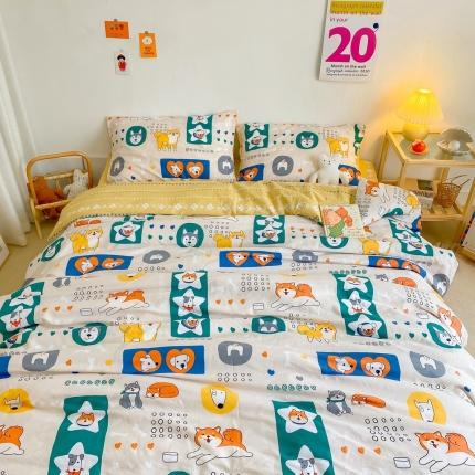 星期八 2020新款全棉13070开学四件套 柴犬