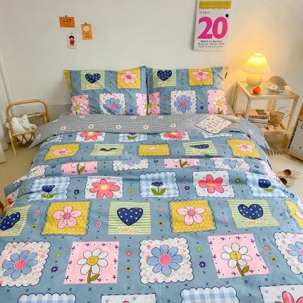 星期八 2020新款全棉13070开学四件套 格子花花