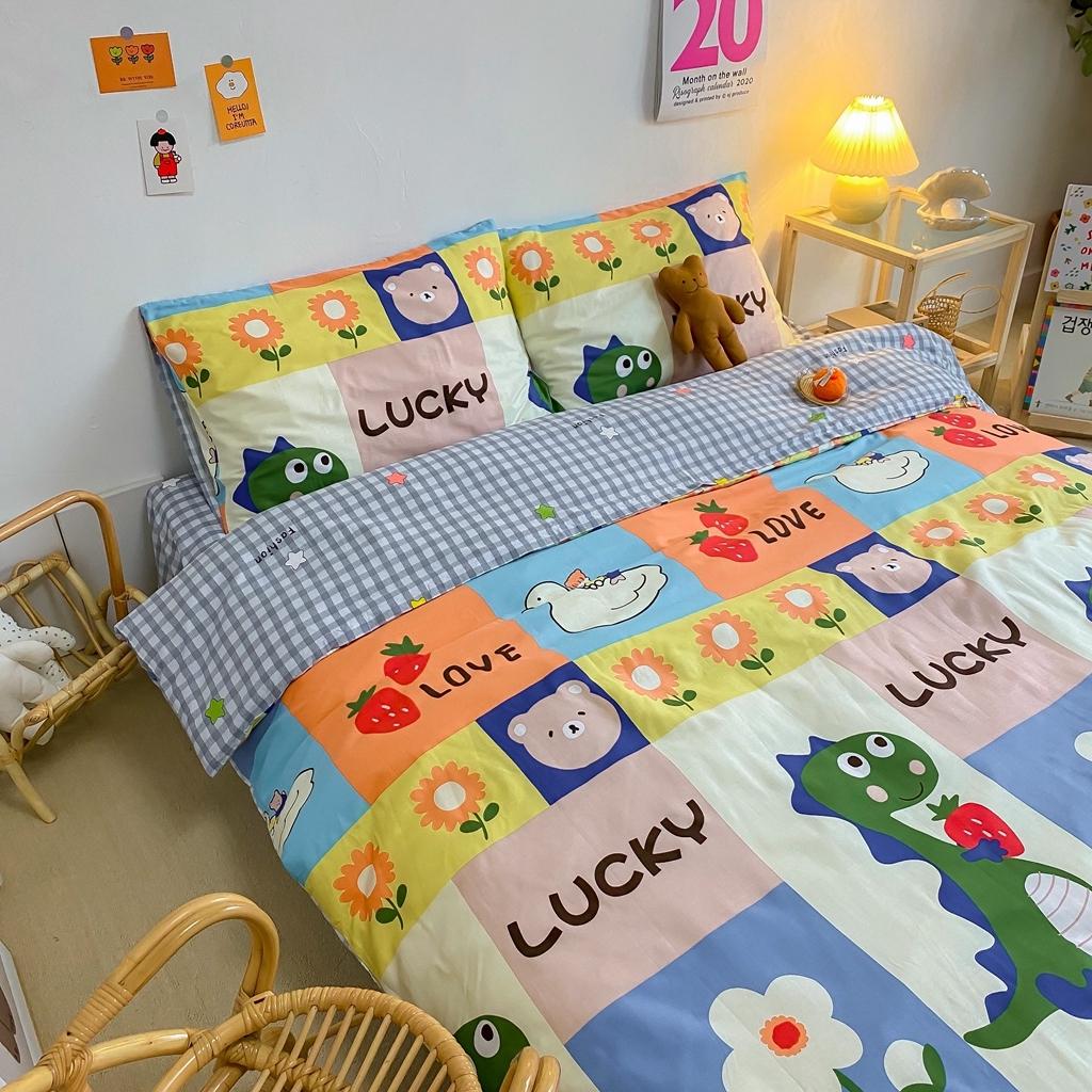 91家纺网 家纺一手货源 找家纺 星期八 2020新款全棉13070开学四件套 格子恐龙