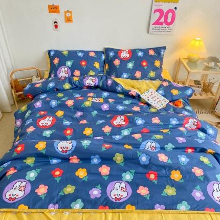 星期八 2020新款全棉13070开学四件套 花丛小兔