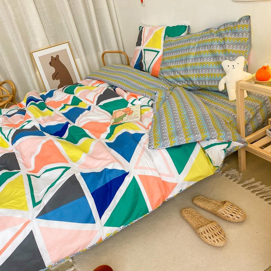 91家纺网 家纺一手货源 找家纺 星期八 2020新款全棉13070开学四件套 三角几何