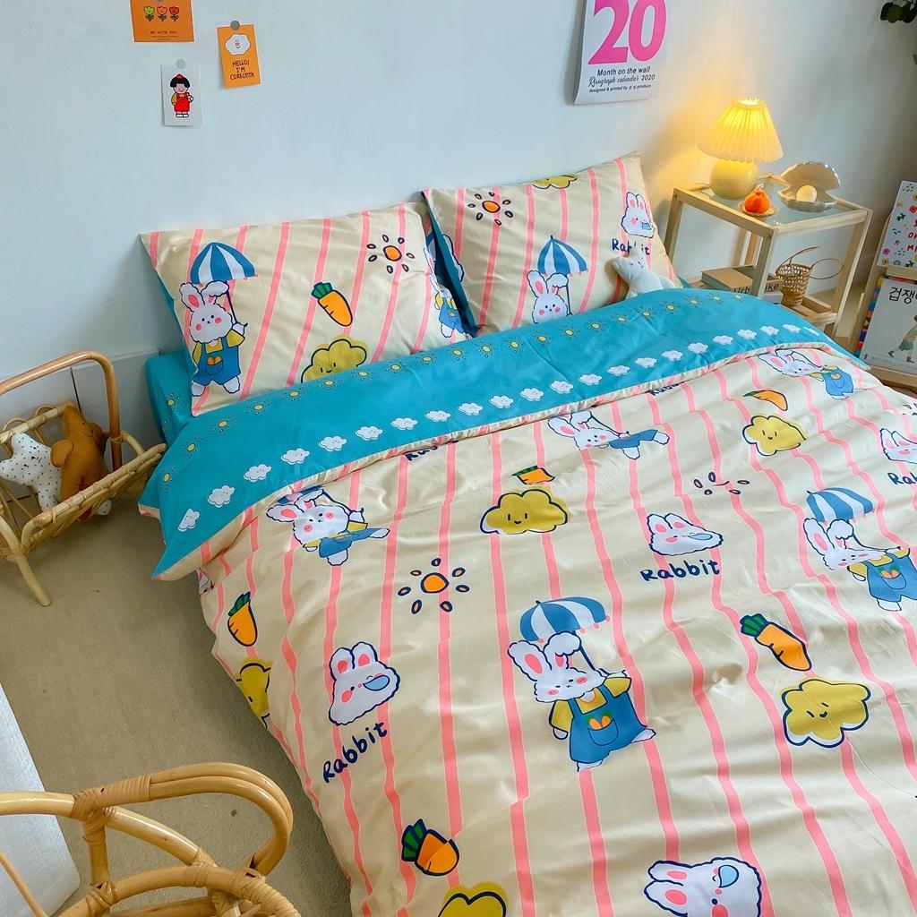 91家纺网 家纺一手货源 找家纺 星期八 2020新款全棉13070开学四件套 条纹兔