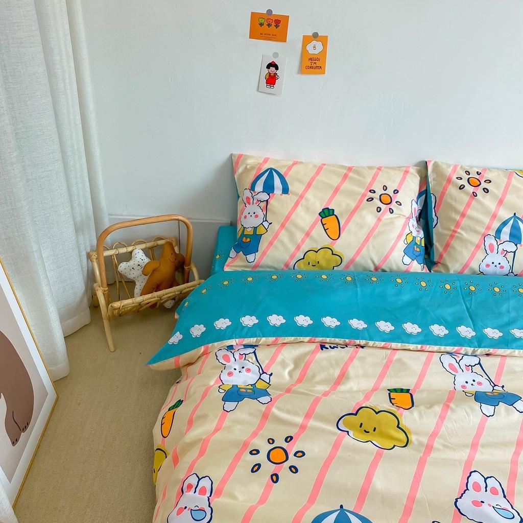 91家纺网 家纺一手货源 找家纺 星期八 2020新款全棉13070开学四件套 条纹兔