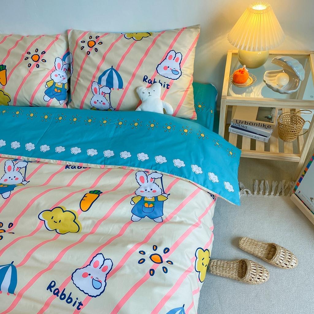 91家纺网 家纺一手货源 找家纺 星期八 2020新款全棉13070开学四件套 条纹兔